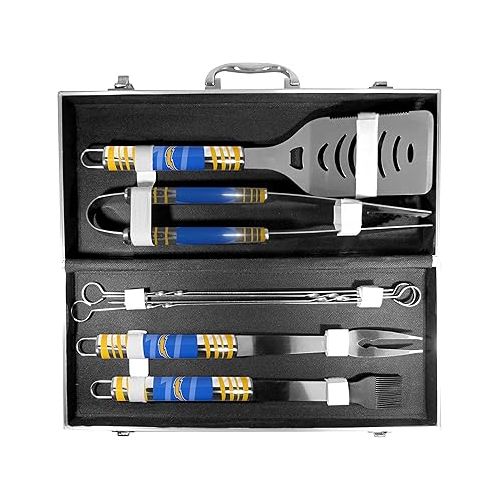  NFL Siskiyou Sports Fan Shop Los Angeles Chargers Steel Tailgater BBQ Set w/Case 8 piece Gray