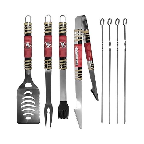  NFL Siskiyou Sports Fan Shop San Francisco 49ers Steel Tailgater BBQ Set w/Case 8 piece Gray