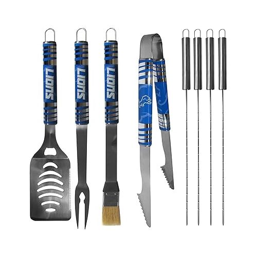  NFL Siskiyou Sports Fan Shop Detroit Lions Steel Tailgater BBQ Set w/Case 8 piece Gray