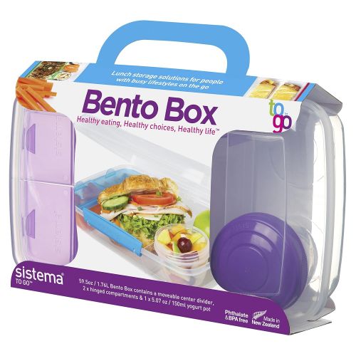  Sistema To Go Collection Bento Box for Lunch and Food Storage, Multicolor