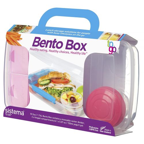  Sistema To Go Collection Bento Box for Lunch and Food Storage, Multicolor