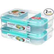 Sistema® Bento Create To Go™ 6-Cup Food Storage Container Bento Box with Lid and Dividers, 2 pack, Minty Teal