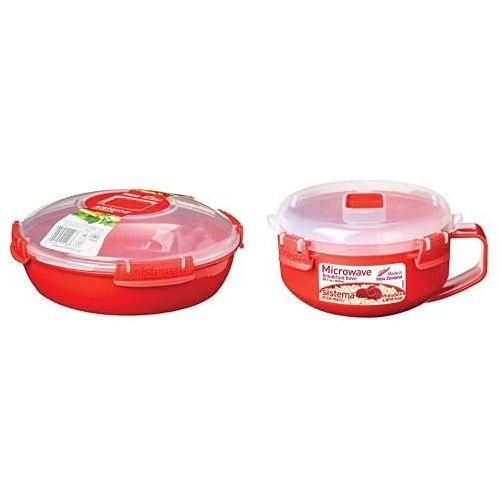  [아마존베스트]Sistema Small Microwave Plate with Removable Steaming Tray, 1.3 L