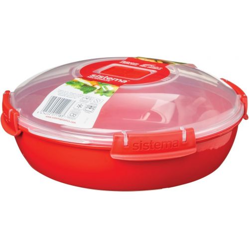  [아마존베스트]Sistema Small Microwave Plate with Removable Steaming Tray, 1.3 L