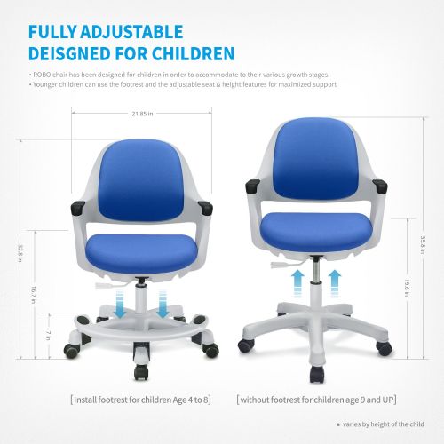 SitRite Children Desk Chair for Kids Height Control Student Study Adjustable Seat Office Seat (Ocean Blue)