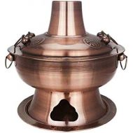 [아마존베스트]Sits Extra thick stainless steel charcoal copper hot pot, carbon hot, copper hot, smokeless carbon mandarin duck (colour: brass)