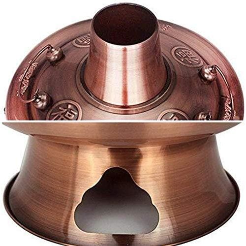  [아마존베스트]Sits Extra thick stainless steel charcoal copper hot pot, carbon hot, copper hot, smokeless carbon mandarin duck (colour: brass)