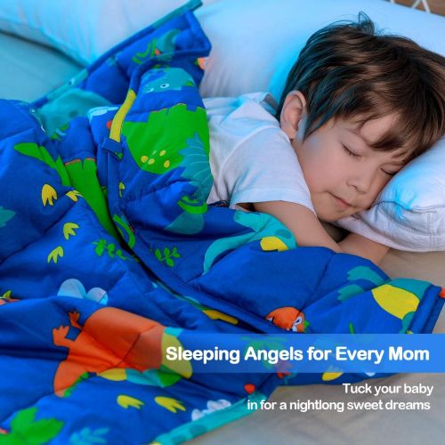  [아마존핫딜][아마존 핫딜] Sivio Kids Weighted Blanket, 10 lbs, 41 x 60 inches, 100% Natural Cotton Heavy Blanket for Kids and Teens, Blue Dinosaur