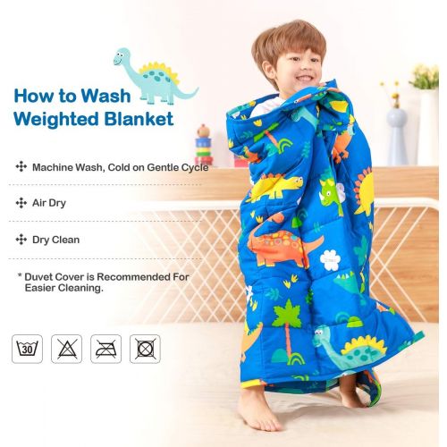  [아마존핫딜][아마존 핫딜] Sivio Kids Weighted Blanket, 10 lbs, 41 x 60 inches, 100% Natural Cotton Heavy Blanket for Kids and Teens, Blue Dinosaur