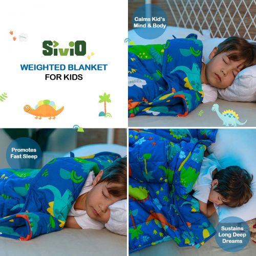  [아마존핫딜][아마존 핫딜] Sivio Kids Weighted Blanket, 10 lbs, 41 x 60 inches, 100% Natural Cotton Heavy Blanket for Kids and Teens, Blue Dinosaur