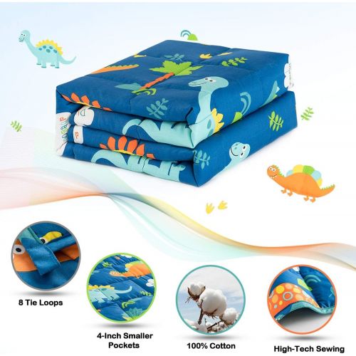  [아마존핫딜][아마존 핫딜] Sivio Kids Weighted Blanket, 10 lbs, 41 x 60 inches, 100% Natural Cotton Heavy Blanket for Kids and Teens, Blue Dinosaur