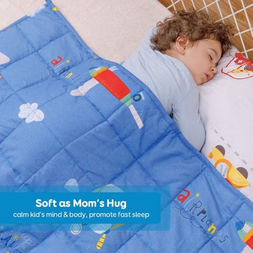  [아마존베스트]Sivio Kids Weighted Blanket, 3lbs, 36 x 48 inches, 100% Natural Cotton Heavy Blanket for Kids and Teens, Blue Airplane