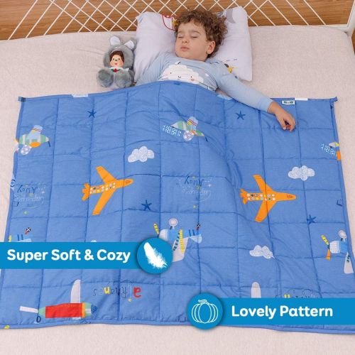  [아마존베스트]Sivio Kids Weighted Blanket, 3lbs, 36 x 48 inches, 100% Natural Cotton Heavy Blanket for Kids and Teens, Blue Airplane