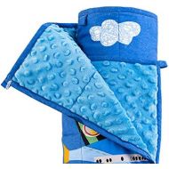 [아마존베스트]Sivio 3 lbs Weighted Blanket for Kids, Minky Fleece and 100% Cotton Throw Blanket with Beads, Reversible Heavy Blanket for Children Between 19-30 lbs, 36x48 Inch, Blue Airplane