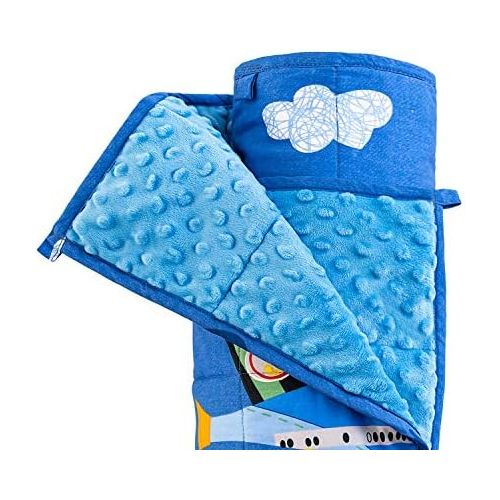  [아마존베스트]Sivio 3 lbs Weighted Blanket for Kids, Minky Fleece and 100% Cotton Throw Blanket with Beads, Reversible Heavy Blanket for Children Between 19-30 lbs, 36x48 Inch, Blue Airplane