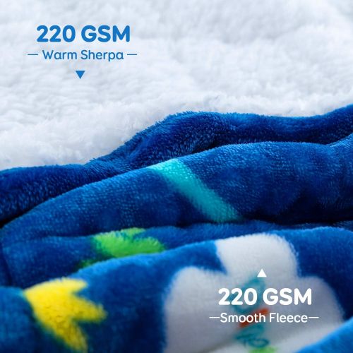  [아마존베스트]Sivio Kids Sherpa Fleece Weighted Blanket, 3lbs Blue Dinosaur, Ultra Soft and Cozy Heavy Blanket, Great for Calming and Sleep, Fall and Winter Sherpa Flannel Weighted Blanket for C