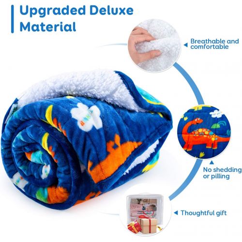  [아마존베스트]Sivio Kids Sherpa Fleece Weighted Blanket, 3lbs Blue Dinosaur, Ultra Soft and Cozy Heavy Blanket, Great for Calming and Sleep, Fall and Winter Sherpa Flannel Weighted Blanket for C