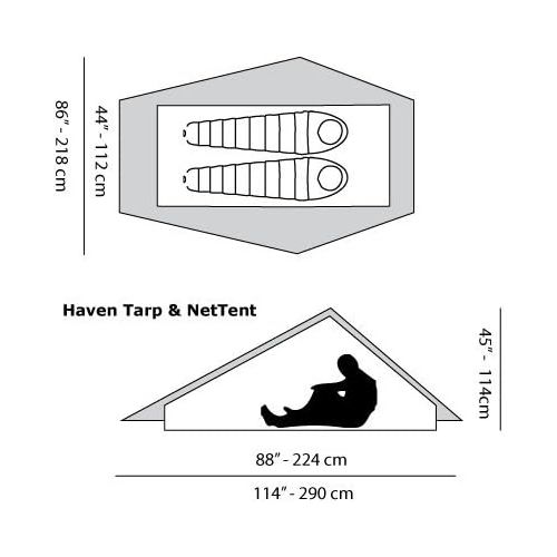  Six Moon Designs Ultralight Haven Tarp and Haven NetTent Bundle - Includes Gray, 2 Person, 18 oz. Haven Tarp and 16 oz. 2 Person Haven NetTent