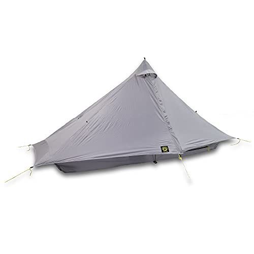  Six Moon Designs Lunar Solo Gray 1 Person Ultralight Tent. 26 oz. Backpacking Tent. 100% Silicone Coated Polyester Material for Reduced Fabric Stretch & Volume. Trekking Pole Setup
