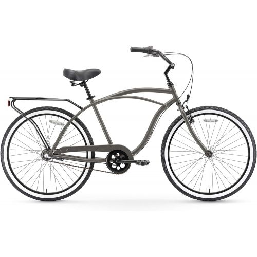  sixthreezero Around The Block Mens Single-Speed Beach Cruiser Bicycle, 24 Wheels, Matte Black with Black Seat and Grips