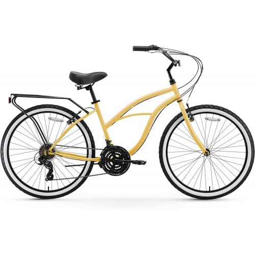  sixthreezero Around The Block Womens Beach Cruiser Bike, 1/3/7/21 Speed Bicycles, 26/24 Wheels, Multiple Colors