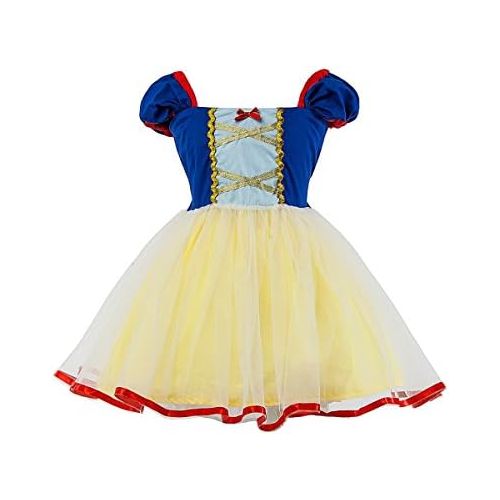  sizani Princess Snow White Dress Up Costume Short Sleeve Party Fancy Dress baby dress For Girls 2T-6