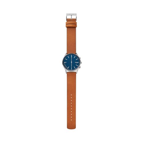  Skagen Connected Mens Holst Titanium and Leather Hybrid Smartwatch, Color: Grey, Brown (Model: SKT1306)