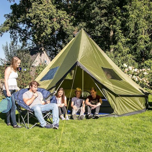  Skandika skandika Molde 10-Personen Familien Tipii/Teepee Pyramiden/Indianerzelt, mit fest eingenaehtem Zeltboden