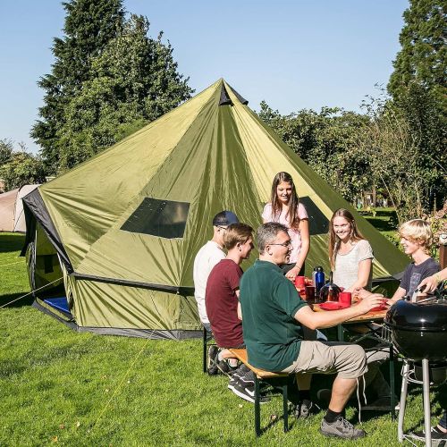  Skandika skandika Molde 10-Personen Familien Tipii/Teepee Pyramiden/Indianerzelt, mit fest eingenaehtem Zeltboden