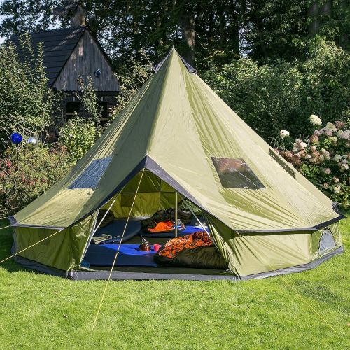  Skandika skandika Molde 10-Personen Familien Tipii/Teepee Pyramiden/Indianerzelt, mit fest eingenaehtem Zeltboden