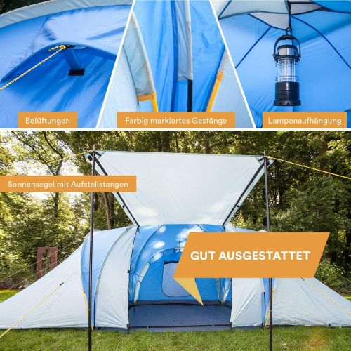  Skandika outdoor Skandika Daytona XXL Familienzelt fuer 6 Personen mit 3000mm Wassersaule (blau/grau)