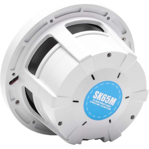  Skar Audio SK65M 6.5 2-Way Marine Full Range 320 Watt Coaxial Speakers, Pair (White)