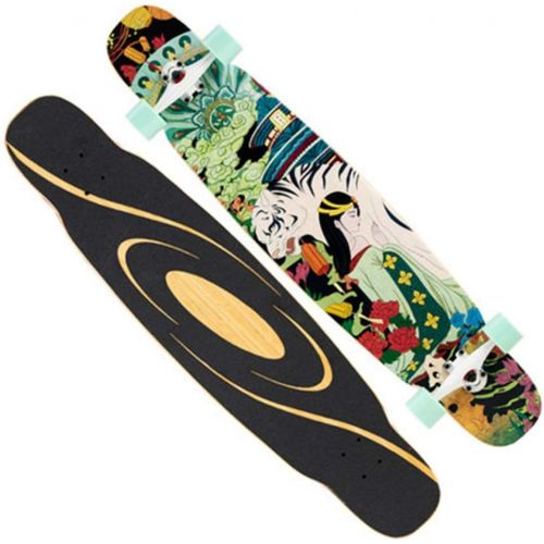  Skateboard Longboard Female Adult Professional Street Dance Board All-Around Tough Maple Anti Surface (Color : Green, Size : 1182513cm)