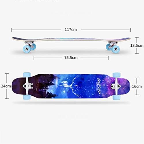  Skateboards JXYH Anfanger Long Board Professionelles Board Erwachsene Kinder Unisex Strasse Brush Street Dance Board Allradroller (Color : Blue, Size : 117 * 24 * 13.5cm)