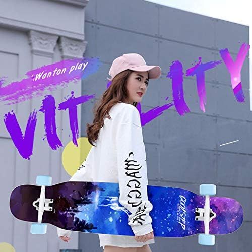  Skateboards JXYH Anfanger Long Board Professionelles Board Erwachsene Kinder Unisex Strasse Brush Street Dance Board Allradroller (Color : Blue, Size : 117 * 24 * 13.5cm)