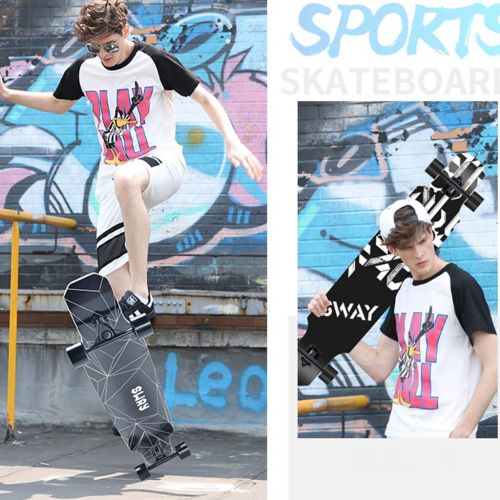  Skateboards Langes Jungen Und Maedchen Anfaenger Erwachsene Kinder Professionelles Road Board Double Dance Board Pinsel Street Travel 120 * 23 Schwarz