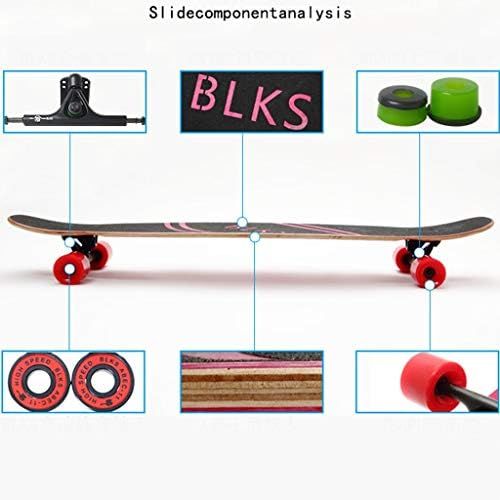  Skateboards JXYH Tanzen Langes Profiboard Tanzbrett Fuer Manner Und Frauen Allrad Doppelwippe Strassenbuerste Strasse 117.5 * 24.5 Schwarz (Color : Black, Size : 117.5 * 24.5 * 12cm)