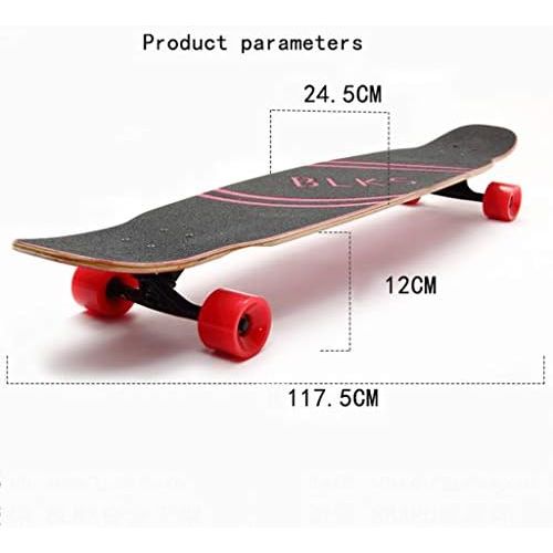  Skateboards JXYH Tanzen Langes Profiboard Tanzbrett Fuer Manner Und Frauen Allrad Doppelwippe Strassenbuerste Strasse 117.5 * 24.5 Schwarz (Color : Black, Size : 117.5 * 24.5 * 12cm)