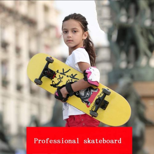  Skateboards Doppeltes Professionelles Brett Anfaenger Allgemeines Der Erwachsenen Kinder Vier Radbuerste Strasse Roller 79 * 20 Gelb (Color : Yellow, Size : 79 * 20 * 10cm)