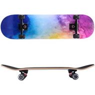 Skateboards JXYH Professionelles Board Anfanger Erwachsene Jungen Und Madchen Kinder Allgemein Kurzes Board Allradroller Double Warping Type Regenbogenfarbe 78.5 * 20