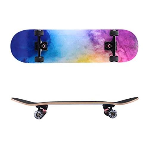  Skateboards JXYH Professionelles Board Anfanger Erwachsene Jungen Und Madchen Kinder Allgemein Kurzes Board Allradroller Double Warping Type Regenbogenfarbe 78.5 * 20