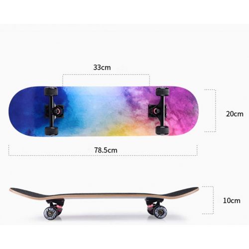  Skateboards JXYH Professionelles Board Anfanger Erwachsene Jungen Und Madchen Kinder Allgemein Kurzes Board Allradroller Double Warping Type Regenbogenfarbe 78.5 * 20