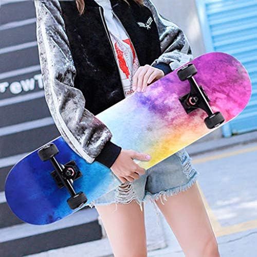  Skateboards JXYH Professionelles Board Anfanger Erwachsene Jungen Und Madchen Kinder Allgemein Kurzes Board Allradroller Double Warping Type Regenbogenfarbe 78.5 * 20