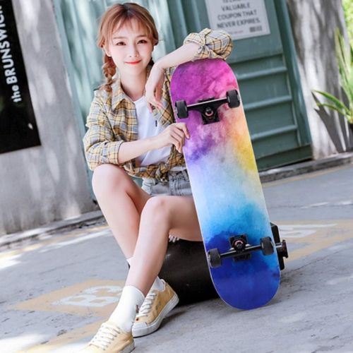  Skateboards JXYH Professionelles Board Anfanger Erwachsene Jungen Und Madchen Kinder Allgemein Kurzes Board Allradroller Double Warping Type Regenbogenfarbe 78.5 * 20