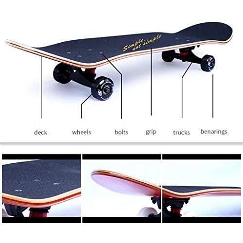  Skateboards Professionelles Board Erwachsene Kinder Allgemein Anfanger Brown Short Board Allrad-Roller Double Type Highway 80 * 20 (Color : Brown, Size : 80 * 20 * 15cm)