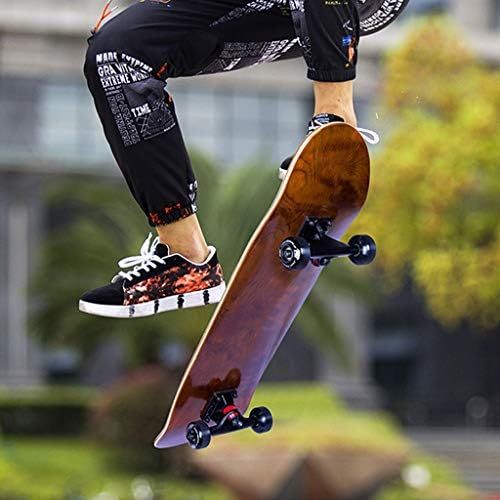  Skateboards Professionelles Board Erwachsene Kinder Allgemein Anfanger Brown Short Board Allrad-Roller Double Type Highway 80 * 20 (Color : Brown, Size : 80 * 20 * 15cm)