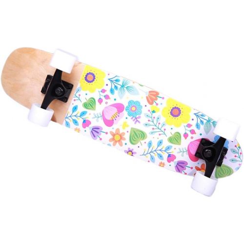  Skateboards Anfanger All Wheel Skate Teen Boys Und Girls Erwachsene Allgemeines Strassenbuerste Strasse Kurzes Single Rocker Weiss 73 * 20 (Color : Weiss, Size : 73 * 20 * 15cm)