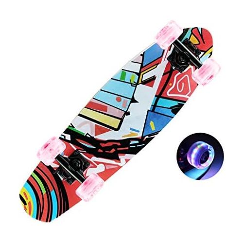  Skateboards 4 Wheeler Teen Erwachsene Kinder Allgemein Maple Fish Plate Jungen Und Madchen Anfanger 13cm Bunt (Color : Multi-Colored, Size : 68 * 19 * 13cm)