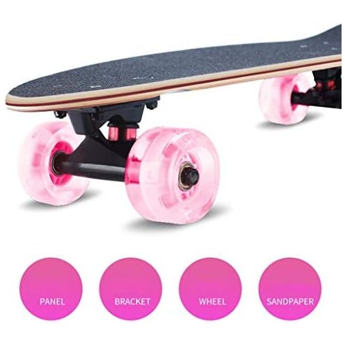  Skateboards 4 Wheeler Teen Erwachsene Kinder Allgemein Maple Fish Plate Jungen Und Madchen Anfanger 13cm Bunt (Color : Multi-Colored, Size : 68 * 19 * 13cm)