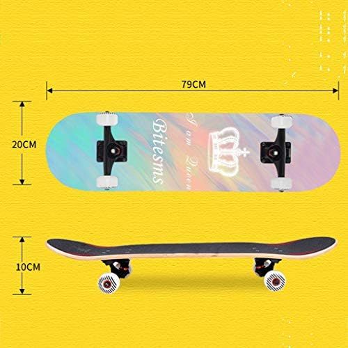  Skateboards Double-Warping-Typ Brush Street Travel Professionelles Board Anfanger Jungen Und Madchen Allgemein Farbverlauf Autobahn 79 * 20 * 10 (Color : Pink, Size : 79 * 20 * 10c